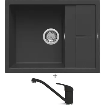 Granitový dřez Granitový dřez SET Elleci UNICO 125 G40 full black + Elleci MINERVA G40 full black