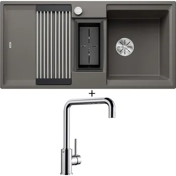 Granitový dřez Granitový dřez SET Blanco ADIRA 6 S šedá vulkán s excentrem 527604 + Blanco MILI chrom 519413