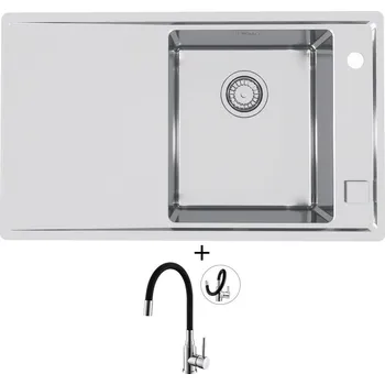 Nerezový dřez Nerezový dřez SET Alveus STRICTO 10 nerez odkap vlevo + Alveus MINTAS chrom/černá