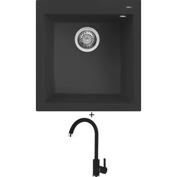 Granitový dřez Granitový dřez SET Elleci QUADRA 102 G40 full black + Elleci C01 CADDY G40 full black