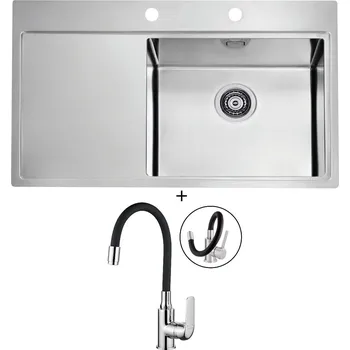 Nerezový dřez Nerezový dřez SET Alveus PURE 50 nerez odkap vlevo + Kuchinox ELZA BKE 761 chrom/černá