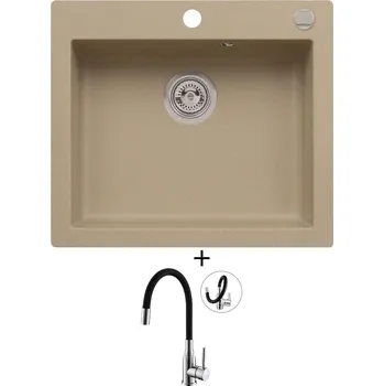 Granitový dřez Granitový dřez SET Alveus CORTINA 160 beige 55 + Alveus MINTAS chrom/černá