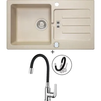 Granitový dřez Granitový dřez SET Alveus VICTORIA 30 beige 55 + Kuchinox ELZA BKE 761 chrom/černá