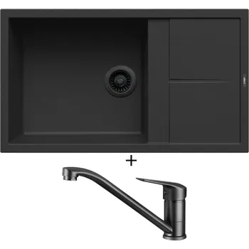 Granitový dřez Granitový dřez SET Elleci UNICO 410 černá edice + Deante NEO BORO BMO N60M černá matná