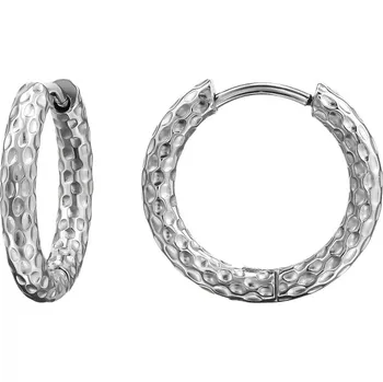 Náušnice B-TOP Náušnice kroužky s vroubkovaným vzorem – chirurgická nerezová ocel stříbrná