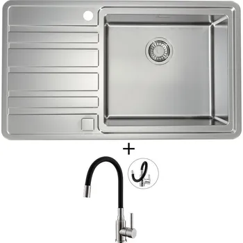 Nerezový dřez Nerezový dřez SET Alveus RANDO 50 nerez odkap vlevo + Alveus MINTAS nerez/černá