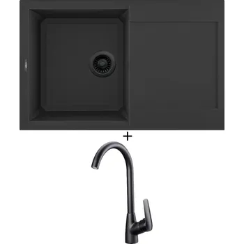 Granitový dřez Granitový dřez SET Elleci EASY 300 černá edice + Deante NEO BORO BMO N62M černá matná