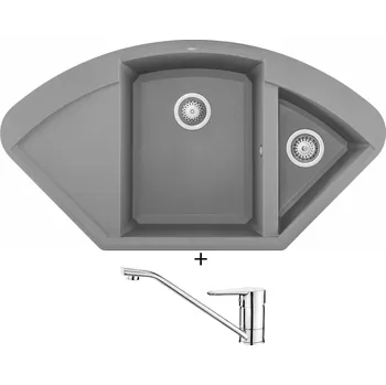 Granitový dřez Granitový dřez SET Elleci Easy CORNER G48 cemento + Deante CORIO BFC 060M chrom