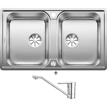 Nerezový dřez Nerezový dřez SET Blanco CLASSIMO 8-IF nerez kartáčovaný s excentrem PushControl 525331 + Deante CORIO BFC 060M chrom
