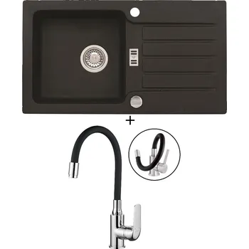Granitový dřez Granitový dřez SET Alveus NIAGARA 30 black 91 + Kuchinox ELZA BKE 761 chrom/černá
