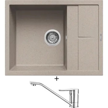 Granitový dřez Granitový dřez SET Elleci UNICO 125 G51 avena + Deante CORIO BFC 060M chrom