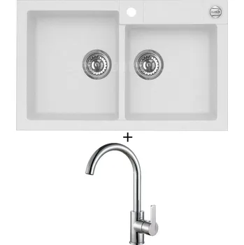 Granitový dřez Granitový dřez SET Alveus ROCK 90 white 11 + Alveus TONIA chrom