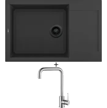 Granitový dřez Granitový dřez SET Elleci EASY 310 černá edice + Laveo BONA BAB 265D nerez