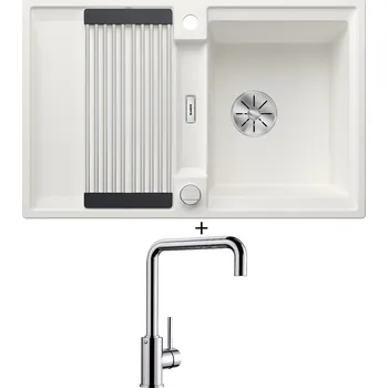 Granitový dřez Granitový dřez SET Blanco ADIRA 45 S bílá s excentrem 527589 + Blanco MILI chrom 519413