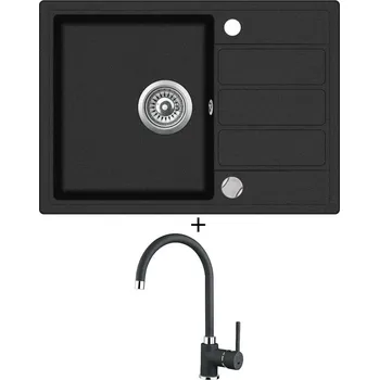 Granitový dřez SET Teka COMFOR 45 S-TQ 1B 1D černá metalická + Teka SP 995 TG černá metalická
