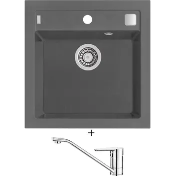 Granitový dřez Granitový dřez SET Alveus FORMIC 20 steel 04 + Deante CORIO BFC 060M chrom