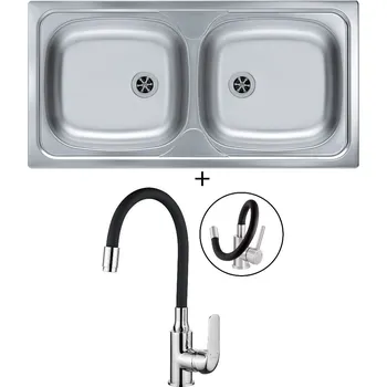 Nerezový dřez SET Alveus BASIC 70 nerez + Kuchinox ELZA BKE 761 chrom/černá