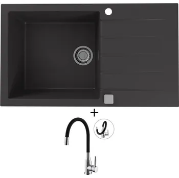 Granitový dřez Granitový dřez SET Alveus CADIT 40 black 91 + Alveus MINTAS chrom/černá