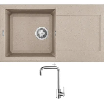 Granitový dřez Granitový dřez SET Elleci EASY 290 G51 avena + Laveo BONA BAB 265D nerez