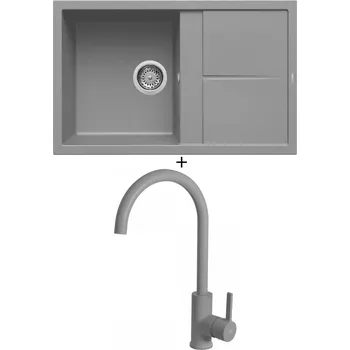 Granitový dřez Granitový dřez SET Elleci UNICO 300 G48 cemento + Elleci C01 CADDY G48 cemento