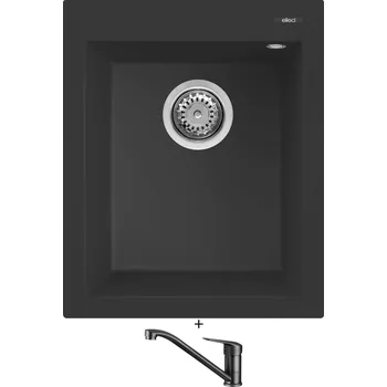 Granitový dřez Granitový dřez SET Elleci QUADRA 100 G40 full black + Deante NEO BORO BMO N60M černá matná