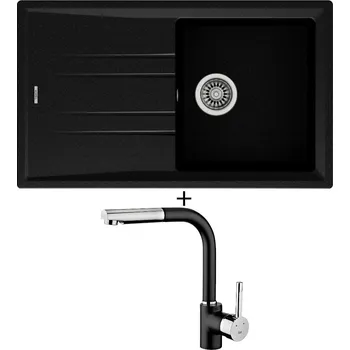 Granitový dřez SET Teka STONE 50 B-TG 1B 1D nero + Teka ARK 938 TG nero