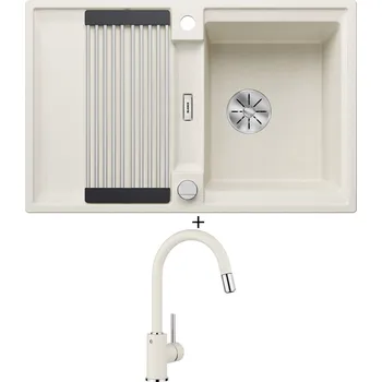 Granitový dřez Granitový dřez SET Blanco ADIRA 45 S bílá soft s excentrem 527590 + Blanco MIDA-S bílá soft 526968