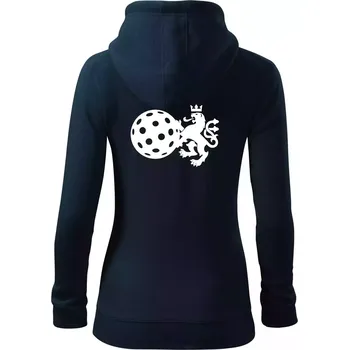 Dámská mikina Český lev florbal - Dámská mikina trendy zipper s kapucí - XS ( Námořní modrá (velmi tmavá - téměř černá) )