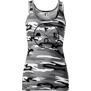 Dámské tričko Horse Girl kruh - Dámské Maskáčové tílko - XS ( Šedý maskáč )