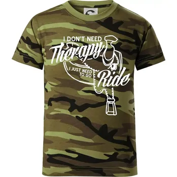 Chlapecké oblečení I don't Therapy Ride - jezdkyně - Dětské maskáčové triko - 146 cm/10 let ( Zelený maskáč )