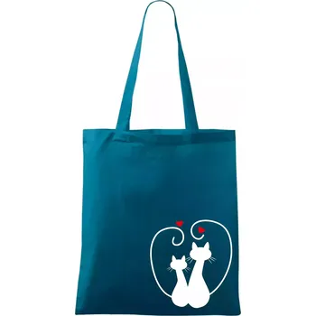 Kočky - Zamilovaný pár - Taška bavlněná - 42 x 38 cm ( Petrolejová )