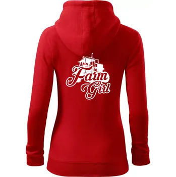 Dámská mikina Farm Girl - Dámská mikina trendy zipper s kapucí - S ( Červená )