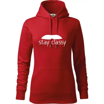 Dámská mikina Stay Classy - mustache - Mikina dámská Cape s kapucí - L ( Červená )