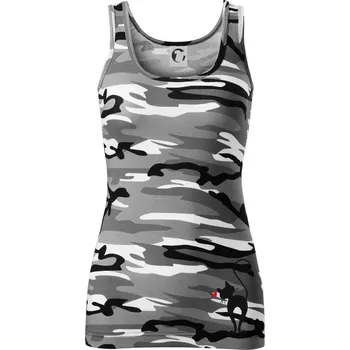 Dámské tričko Zamilovaná kočka zezadu - Dámské Maskáčové tílko - XS ( Šedý maskáč )