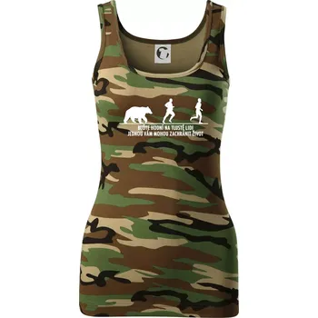 Dámské tričko Buďte hodní na tlusté lidi - Dámské Maskáčové tílko - S ( Hnědý maskáč )