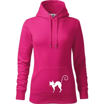 Dámská mikina Zamilovaná kočka prohnutá - Mikina dámská Cape s kapucí - L ( Purpurová )