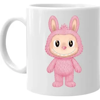 Žertovný předmět Plyšový Maskot Bubu Růžový - hrnek s potiskem pro fanoušky Labubu- Tričkový.cz