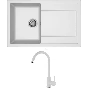 Granitový dřez Granitový dřez SET Elleci LIFE 300 G68 bianco titano + Elleci C01 CADDY G68 bianco titano