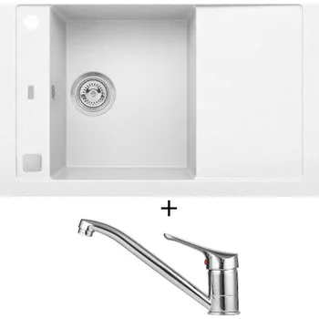 Granitový dřez Granitový dřez SET Alveus FORMIC 30 white 11 + Alveus RIVIERA X chrom