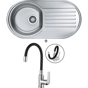 Nerezový dřez Nerezový dřez SET Alveus FORM 40 tkaná struktura + Kuchinox ELZA BKE 761 chrom/černá