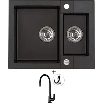 Granitový dřez Granitový dřez SET Alveus ROCK 80 black 91 + Kuchinox ELZA BKE B61D černá matná