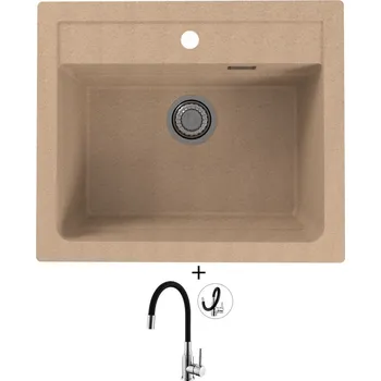 Granitový dřez Granitový dřez SET Alveus ATROX 30 beige 55 + Alveus MINTAS chrom/černá