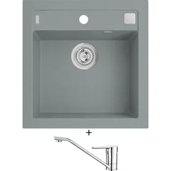 Granitový dřez Granitový dřez SET Alveus FORMIC 20 beton 81 + Deante CORIO BFC 060M chrom