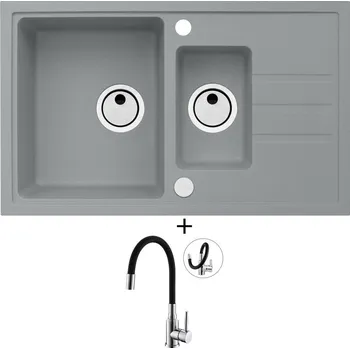 Granitový dřez Granitový dřez SET Alveus INTERMEZZO 70 beton 81 + Alveus MINTAS chrom/černá