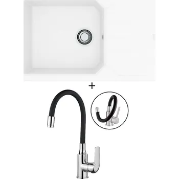 Granitový dřez Granitový dřez SET Alveus RECORD 40 white 11 + Kuchinox ELZA BKE 761 chrom/černá