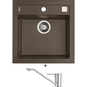 Granitový dřez Granitový dřez SET Alveus FORMIC 20 chocolate 03 + Deante CORIO BFC 060M chrom