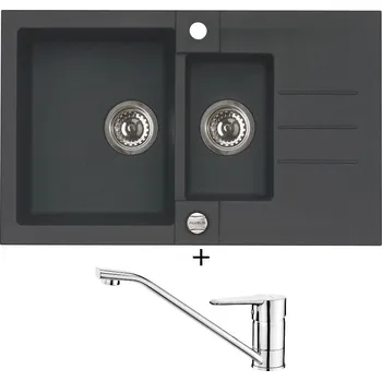Granitový dřez Granitový dřez SET Alveus ROCK 70 black 91 + Deante CORIO BFC 060M chrom