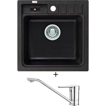Granitový dřez Granitový dřez SET Alveus NIAGARA 20 black 91 + Deante CORIO BFC 060M chrom