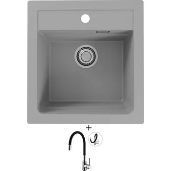 Granitový dřez Granitový dřez SET Alveus ATROX 20 beton 81 + Alveus MINTAS chrom/černá