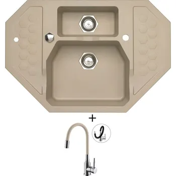 Granitový dřez Granitový dřez SET Alveus SENSUAL 60 pebble 02 + Alveus MINTAS chrom/béžová